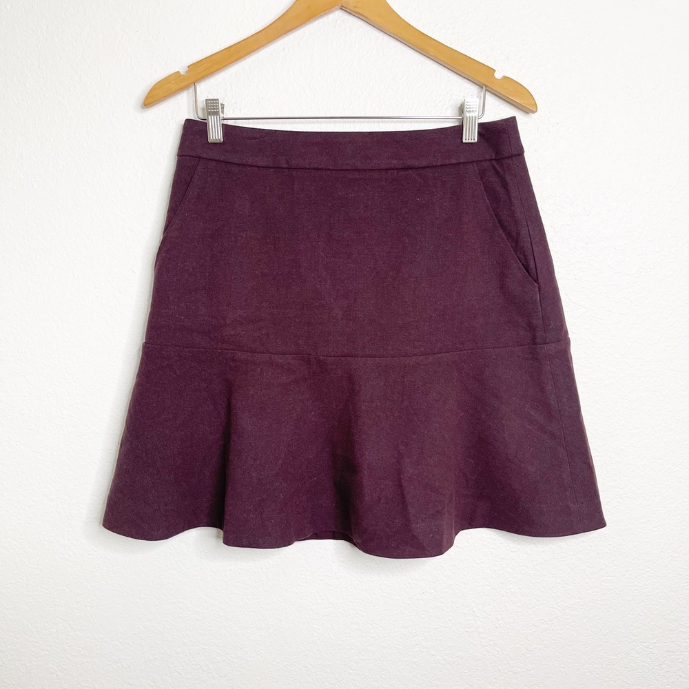 Cabi 4965 Dark Plum Purple Flounce Hem Mini Skirt with Pockets Size 6
